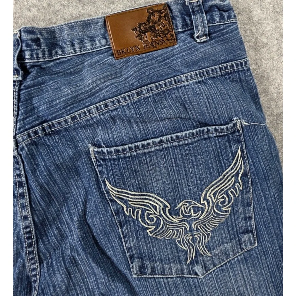 Vtg BKLYN Brooklyn Mens 50 Blue Jean Baggy Denim Jorts Y2K Hip Hop Shorts